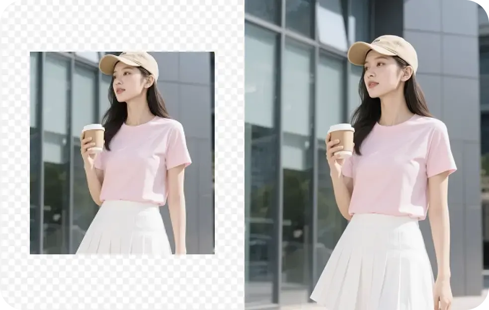 An image being automatically retouched by an AI.